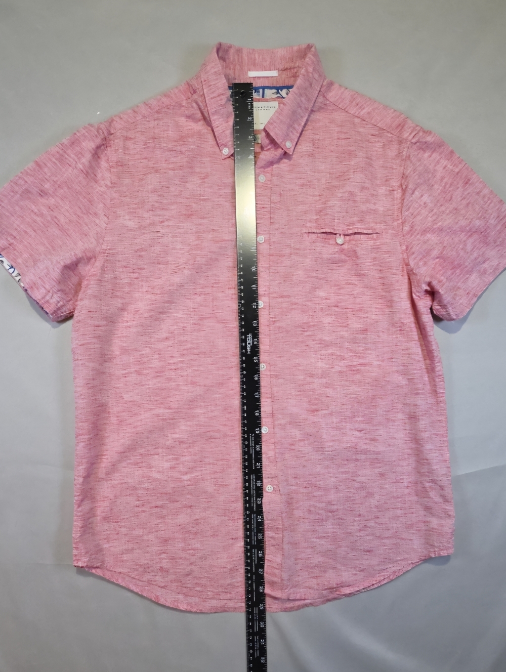 Denim & Flower Men's Large Button Up Shirt Ricky Singh Light Pink Cotton Blend - Picture 6 of 14